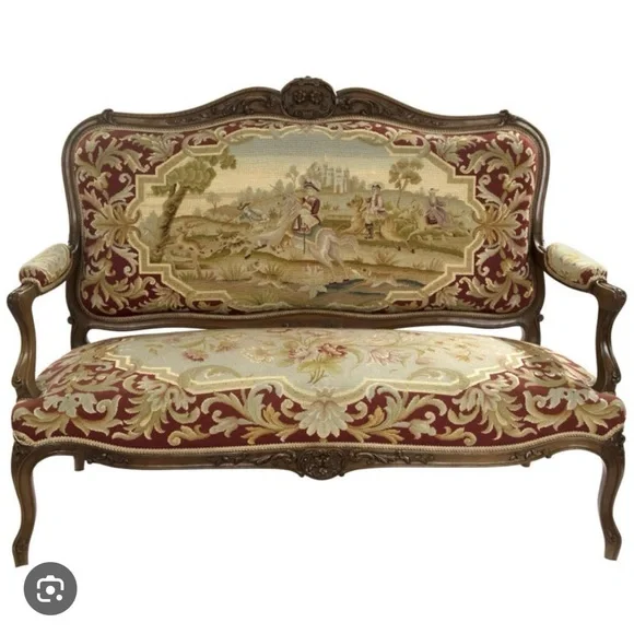 TAPESTRY Vintage European Style Floral Ladies Romantic Scene EX Long NWOT - Picture 10 of 14